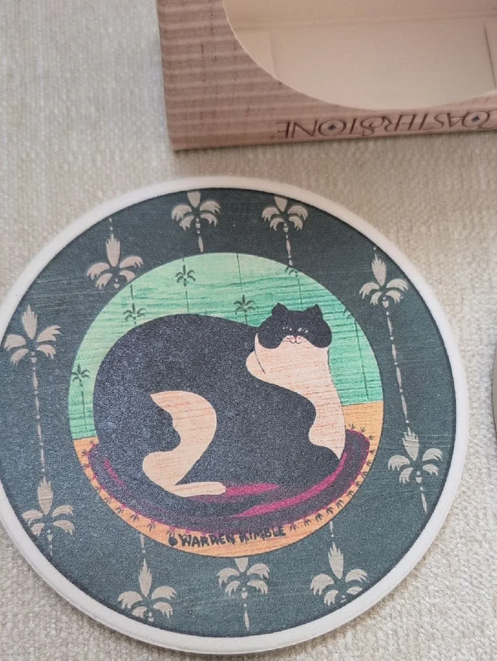 Vintage CoasterStone Warren Kimble Fat Cats Coasters Set of 4